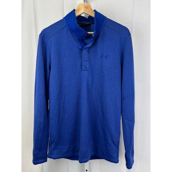 UNDER ARMOUR Mens Storm Sweater Fleece Snap Mock Pullover Golf Top Blue Size M - Picture 9 of 9